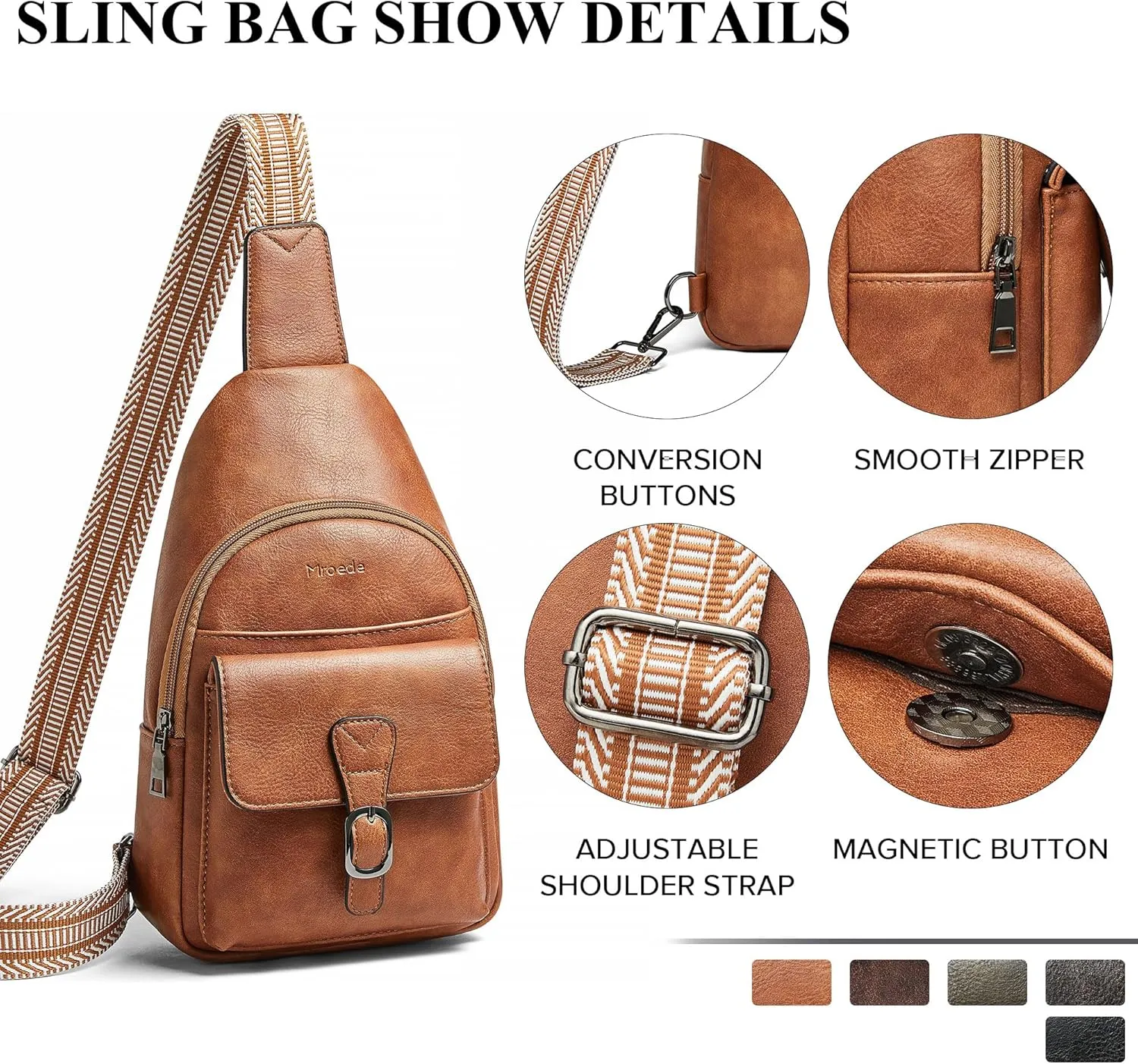Crossbody Bags for Women Men Sling Bag 5 Pockets Fanny Pack Sling Backpack Chest Daypack Travel Purse Anti Theft