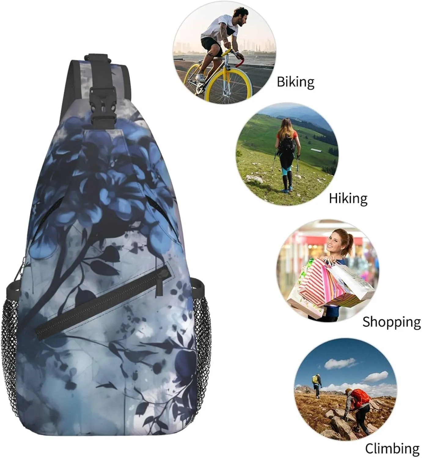 Crossbody Bags for Women Men Trendy Sling Bag Casual Chest Bag Silhouette of Green Vines Shoulder Bag for Travel Sport