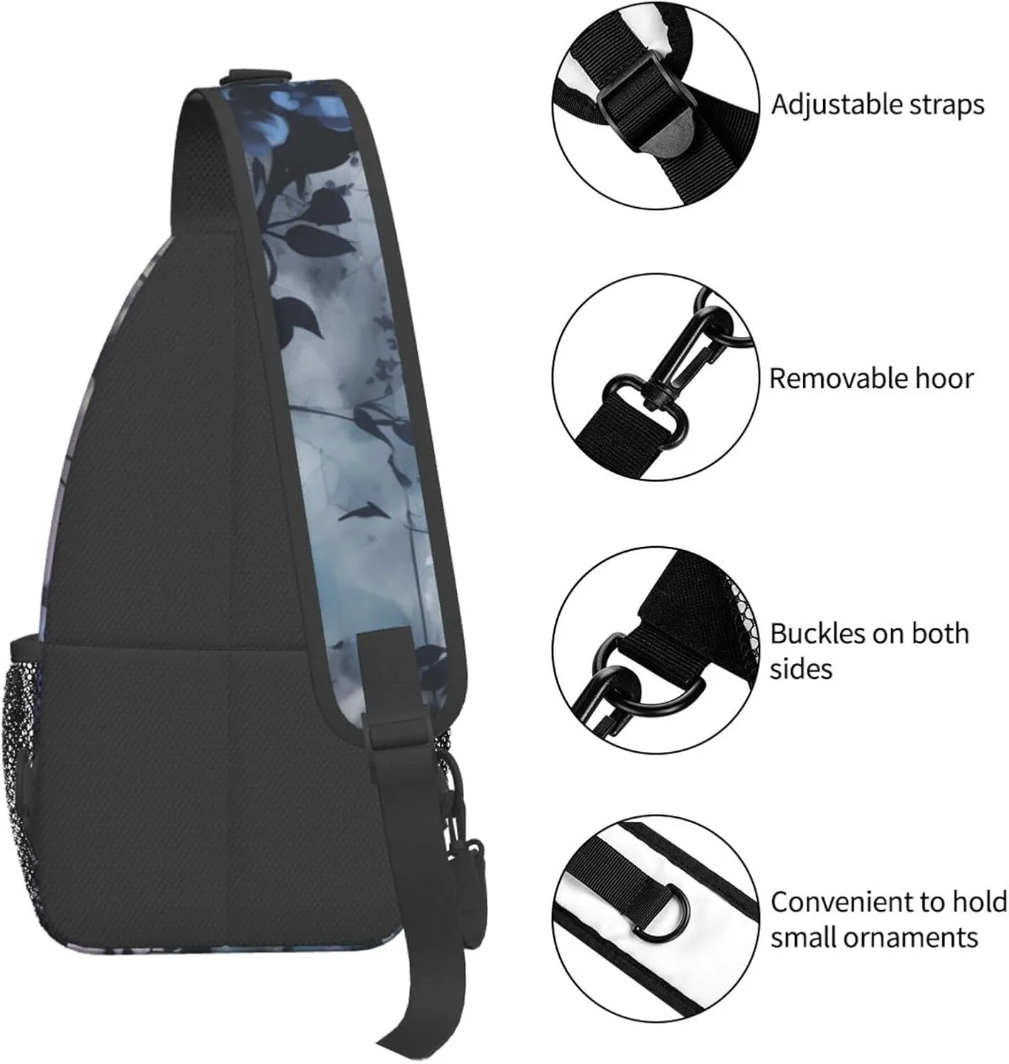 Crossbody Bags for Women Men Trendy Sling Bag Casual Chest Bag Silhouette of Green Vines Shoulder Bag for Travel Sport