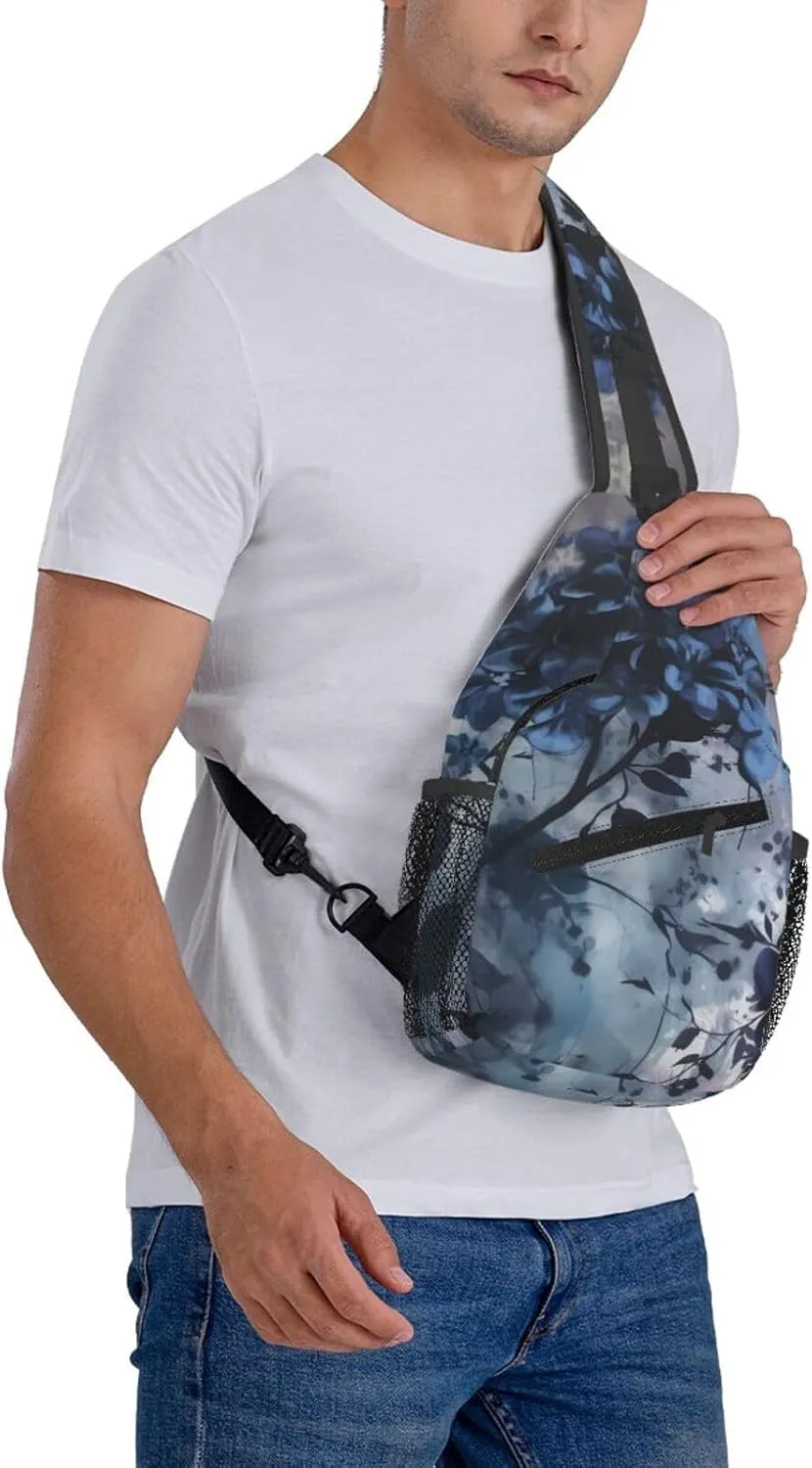 Crossbody Bags for Women Men Trendy Sling Bag Casual Chest Bag Silhouette of Green Vines Shoulder Bag for Travel Sport