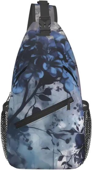 Crossbody Bags for Women Men Trendy Sling Bag Casual Chest Bag Silhouette of Green Vines Shoulder Bag for Travel Sport