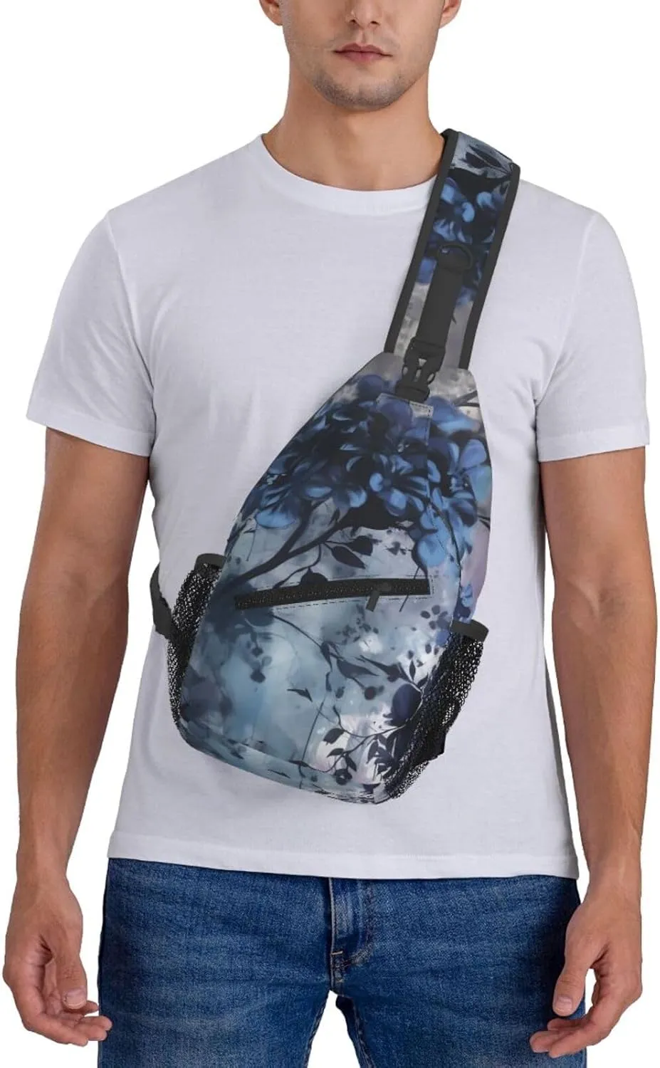 Crossbody Bags for Women Men Trendy Sling Bag Casual Chest Bag Silhouette of Green Vines Shoulder Bag for Travel Sport
