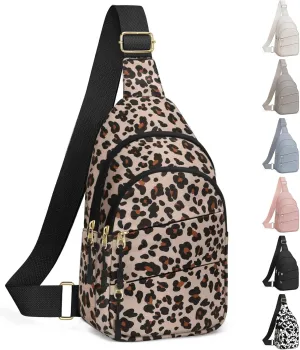 Crossbody Bags for Women, Sling Bag for Men, Small Hiking Backpack Anti Theft Lightweight for Outdoors Travel (M, Leopard）