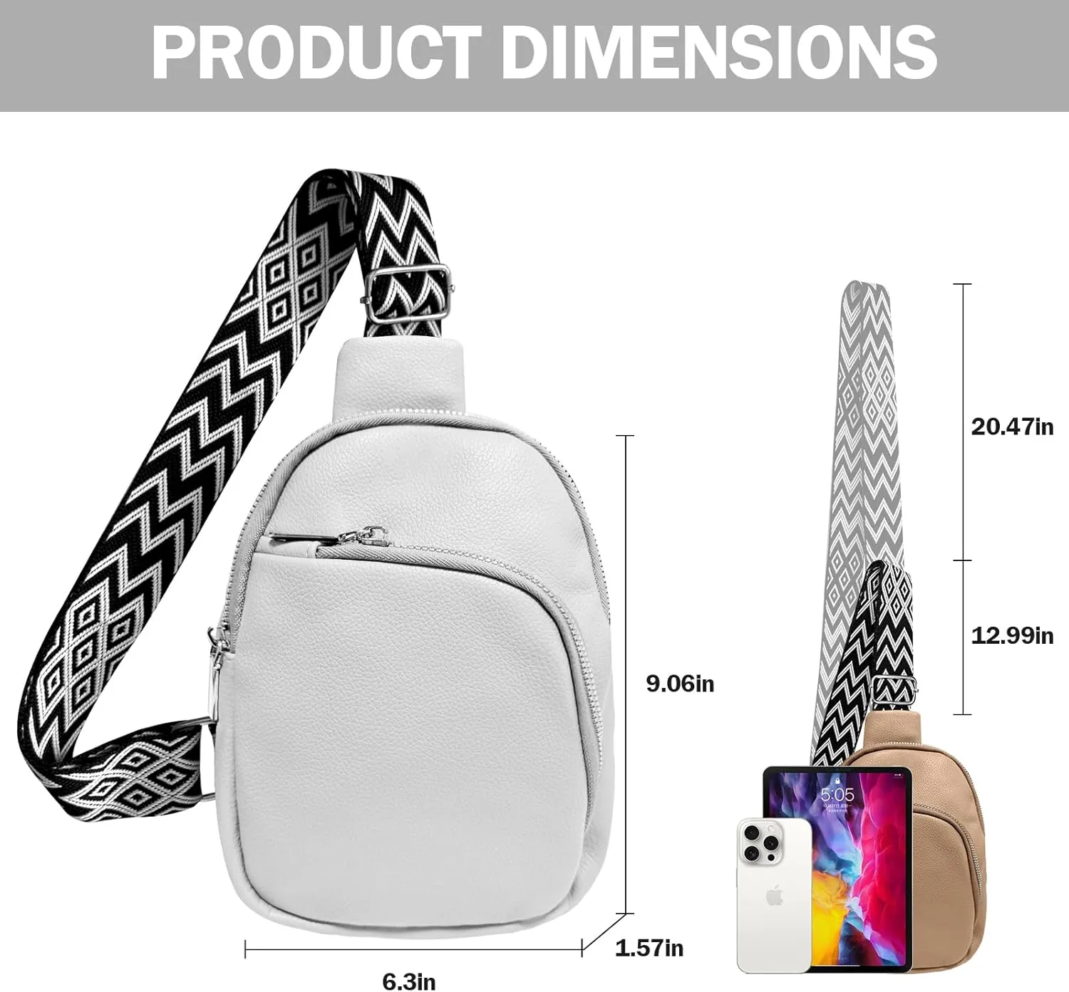 Crossbody bags for women,travel sling bag, fanny packs purses for women bag with pu leather.