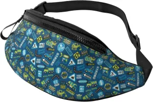 Crossbody Fanny Packs for Women Men - Heavy Equipment Machinery Travel Belt Bag Running Waist Bag for Women Men