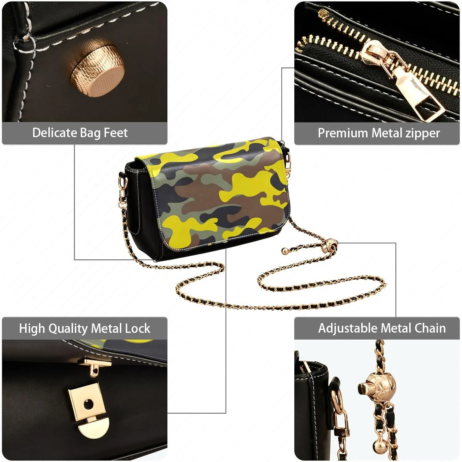 Crossbody Handbag PU Leather Shoulder Bag Sturdy Travel Pouch Compact Chic Bag for Women Everyday Use