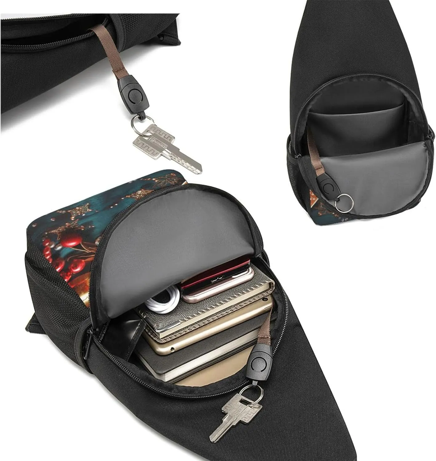 Crossbody Sling Backpack Sling Bag for Men Women Cross Chest Bag Shoulder Bag Christmas candle Travel Hiking Daypack
