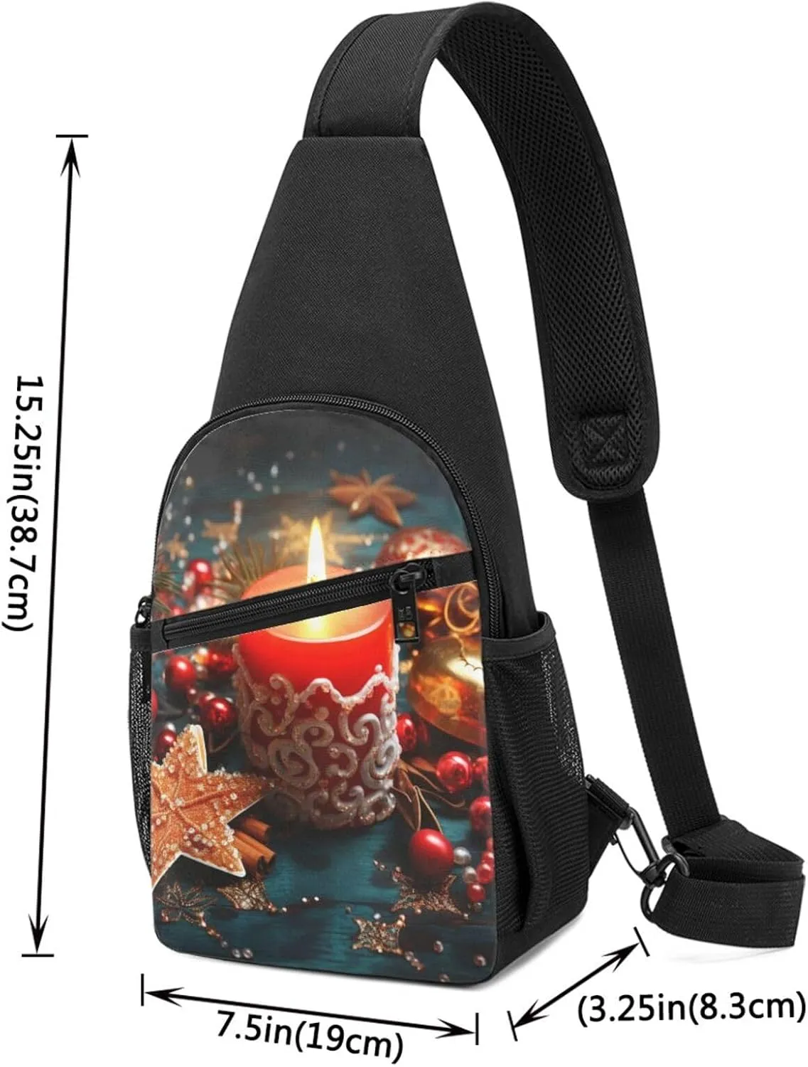 Crossbody Sling Backpack Sling Bag for Men Women Cross Chest Bag Shoulder Bag Christmas candle Travel Hiking Daypack
