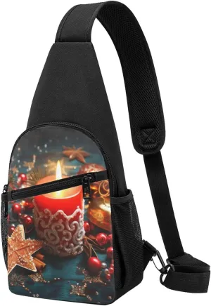Crossbody Sling Backpack Sling Bag for Men Women Cross Chest Bag Shoulder Bag Christmas candle Travel Hiking Daypack