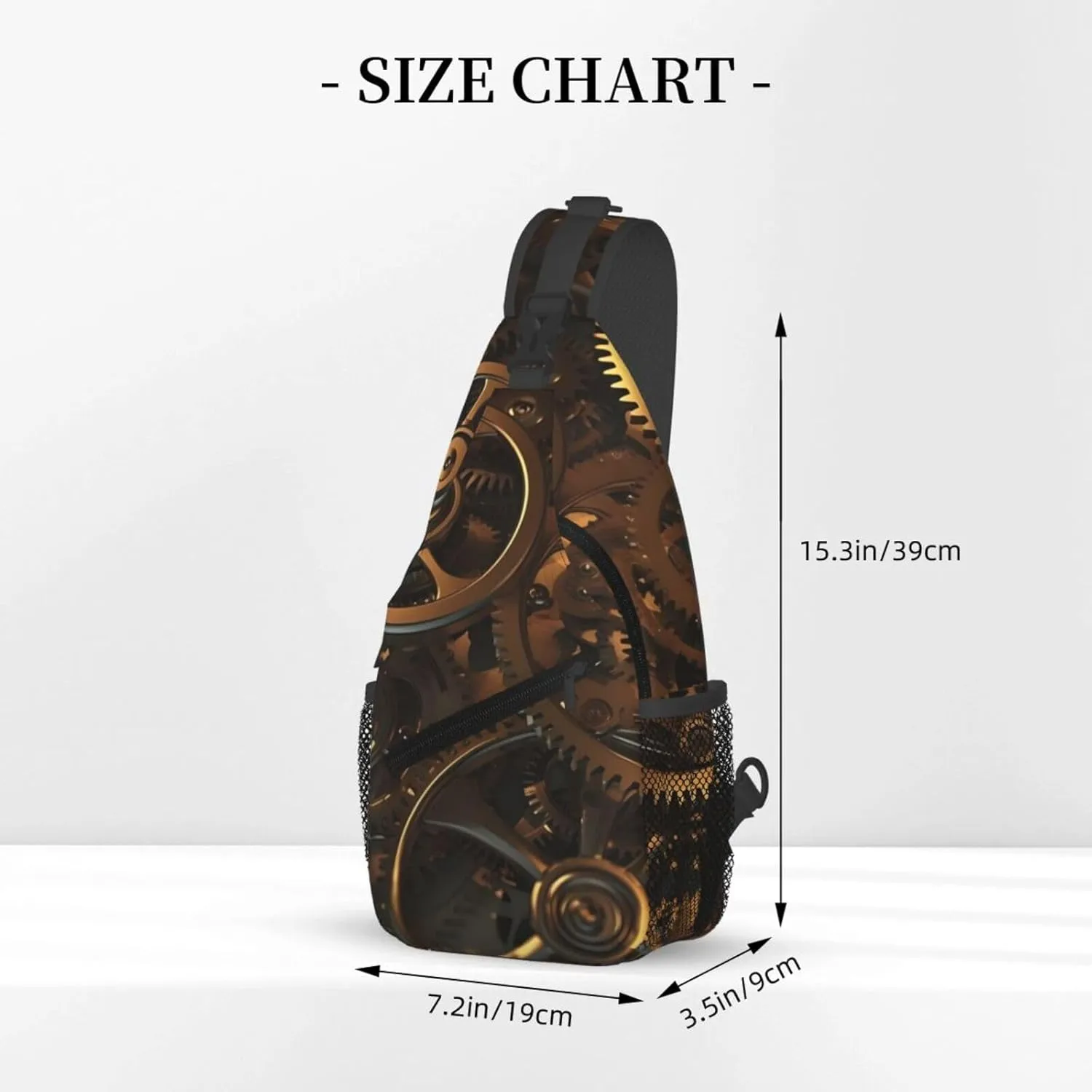 Crossbody Sling Backpack Sling Bag For Men Women Cross Chest Bag Shoulder Bag Cool Steampunk Gears Travel Hiking Daypack