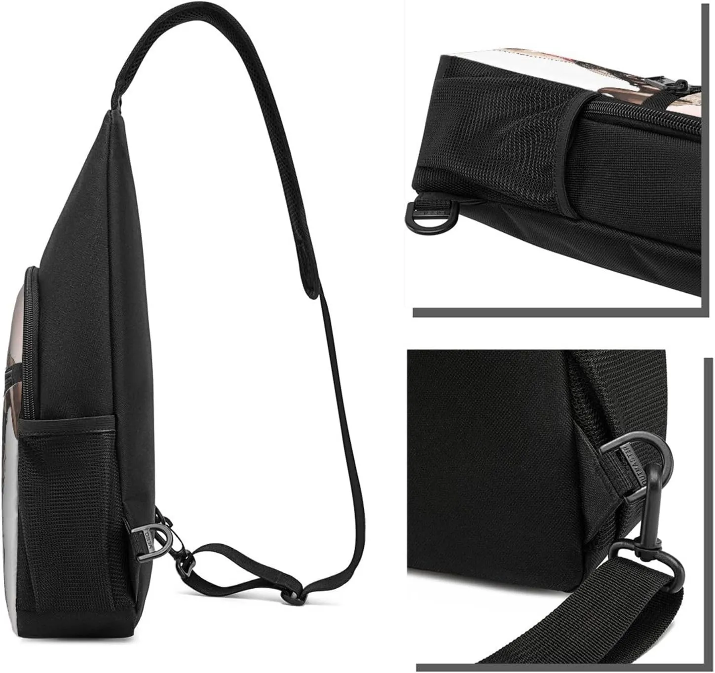 Crossbody Sling Backpack Sling Bag for Men Women Cross Chest Bag Shoulder Bag Cute pug puppy Travel Hiking Daypack