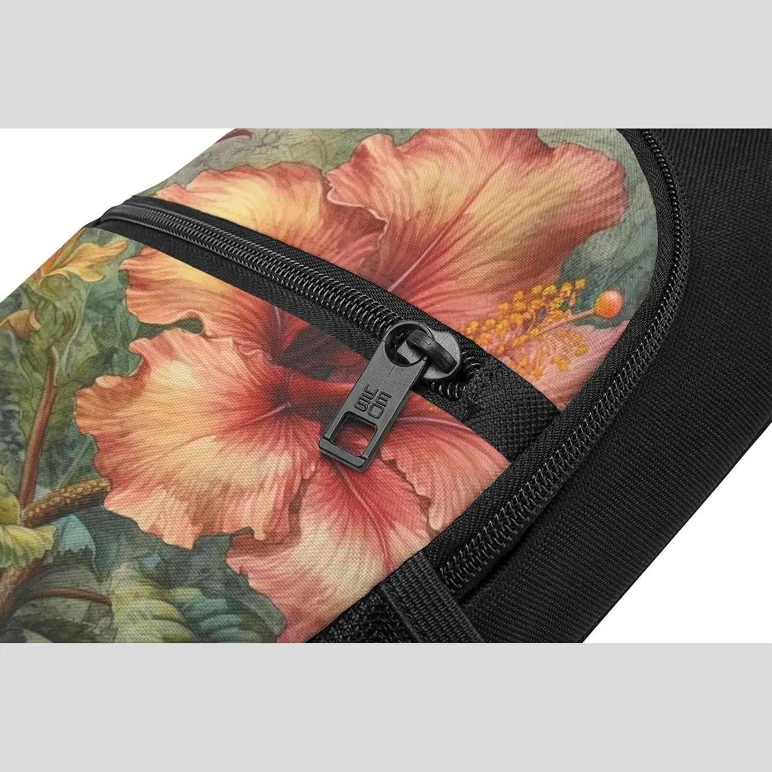 Crossbody Sling Backpack Sling Bag for Men Women Cross Chest Bag Shoulder Bag Depicting a hibiscus flower Travel Hiking Daypack