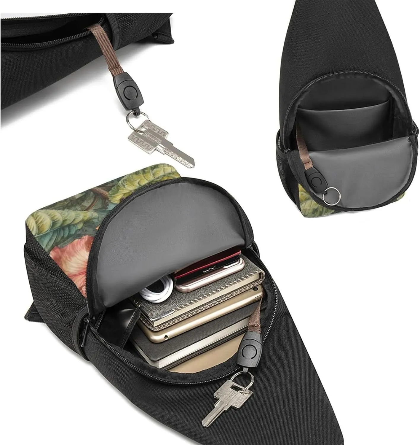 Crossbody Sling Backpack Sling Bag for Men Women Cross Chest Bag Shoulder Bag Depicting a hibiscus flower Travel Hiking Daypack