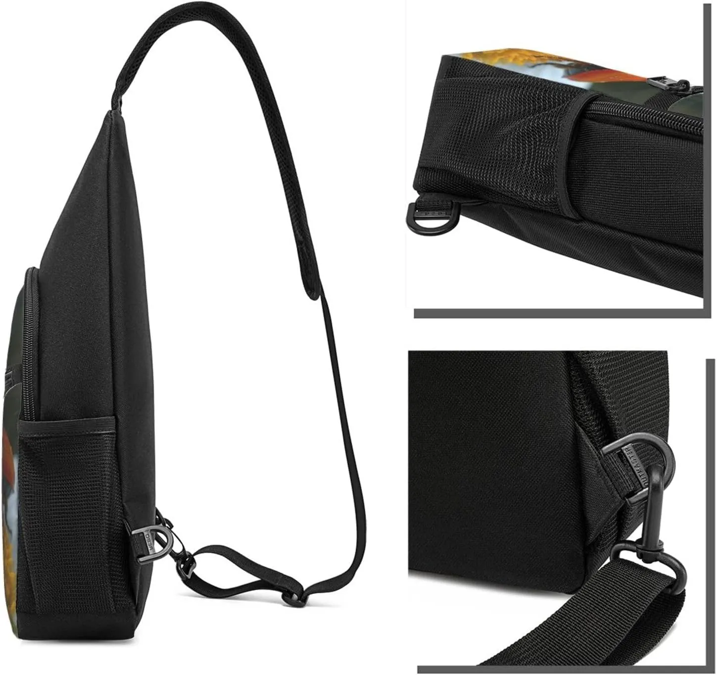 Crossbody Sling Backpack Sling Bag for Men Women Cross Chest Bag Shoulder Bag Insects and flower Travel Hiking Daypack
