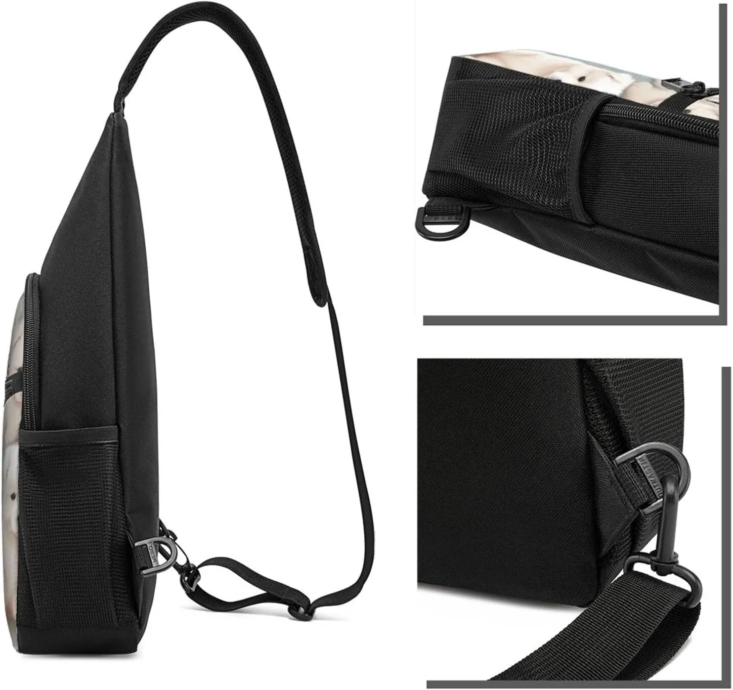 Crossbody Sling Backpack Sling Bag for Men Women Cross Chest Bag Shoulder Bag Little White Dogs Pattern Travel Hiking Daypack