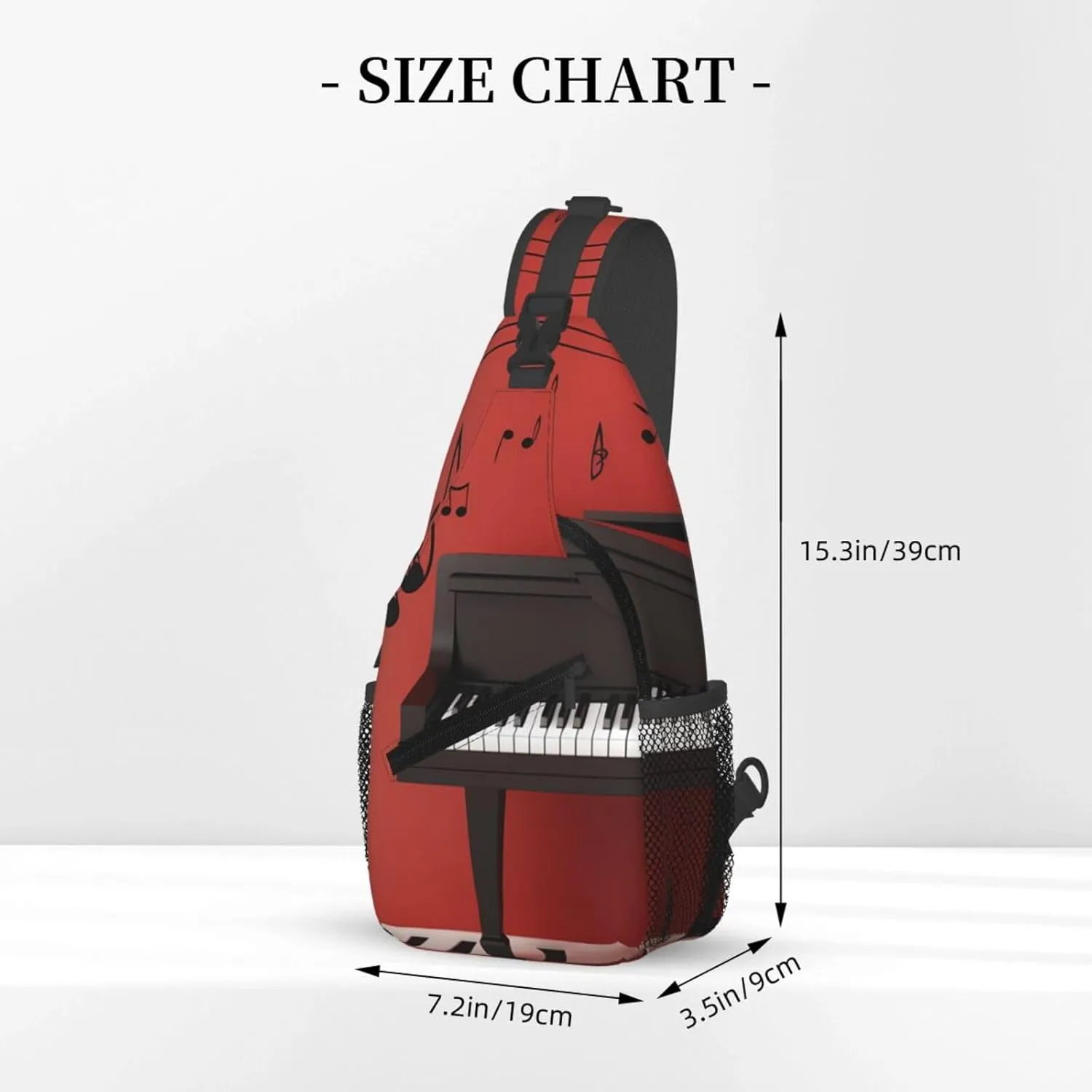 Crossbody Sling Backpack Sling Bag For Men Women Cross Chest Bag Shoulder Bag Music Note Piano Travel Hiking Daypack