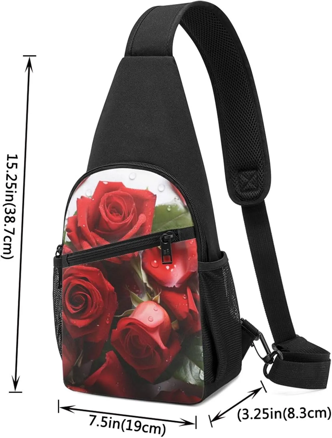 Crossbody Sling Backpack Sling Bag for Men Women Cross Chest Bag Shoulder Bag Red Rose Petals Travel Hiking Daypack