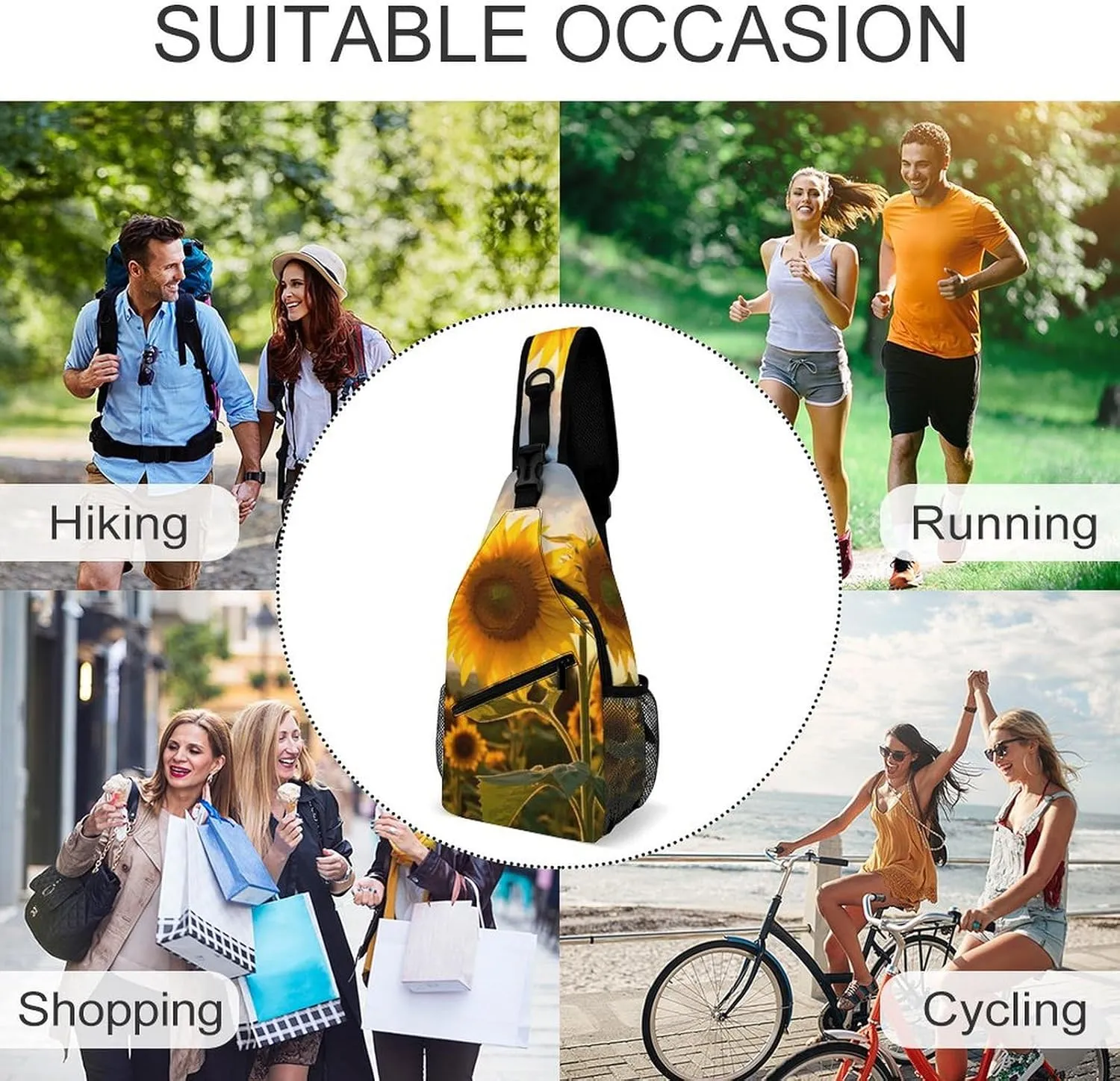 Crossbody Sling Bag Cute Dogs Backpack Sling Bag Travel Hiking Chest Bag Shoulder Bag Daypack