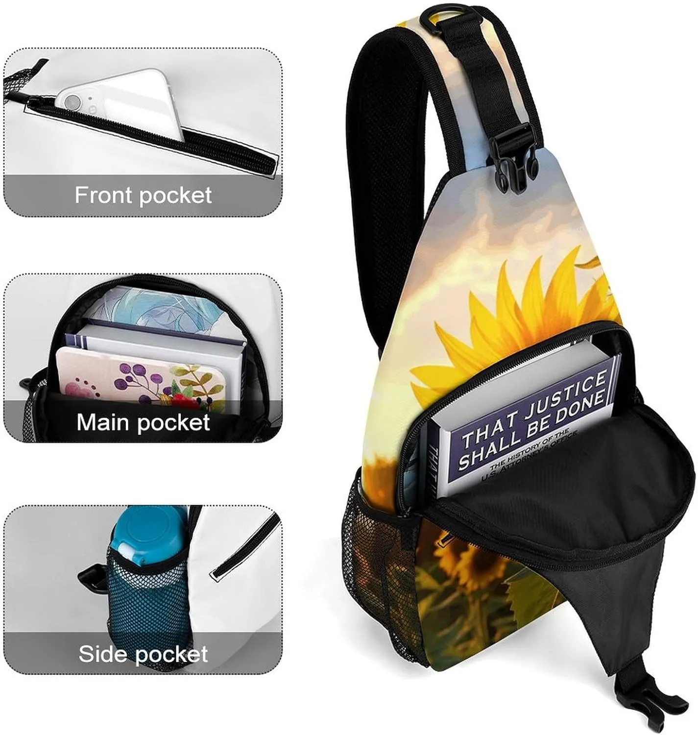 Crossbody Sling Bag Cute Dogs Backpack Sling Bag Travel Hiking Chest Bag Shoulder Bag Daypack