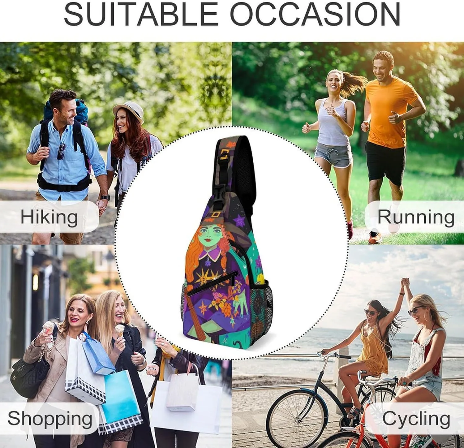 Crossbody Sling Bag Cute Dogs Backpack Sling Bag Travel Hiking Chest Bag Shoulder Bag Daypack
