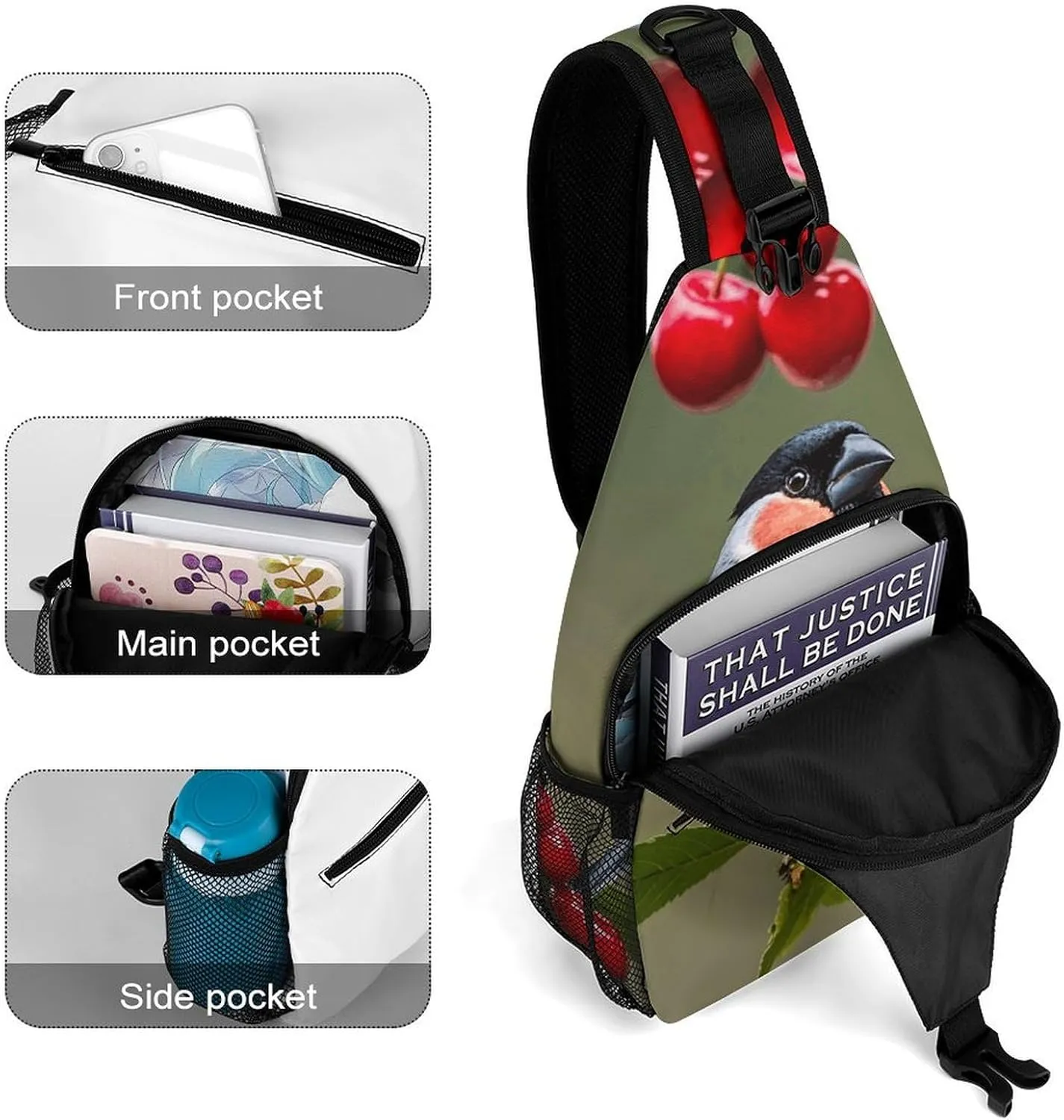 Crossbody Sling Bag Father Christmas Backpack Sling Bag Travel Hiking Chest Bag Shoulder Bag Daypack