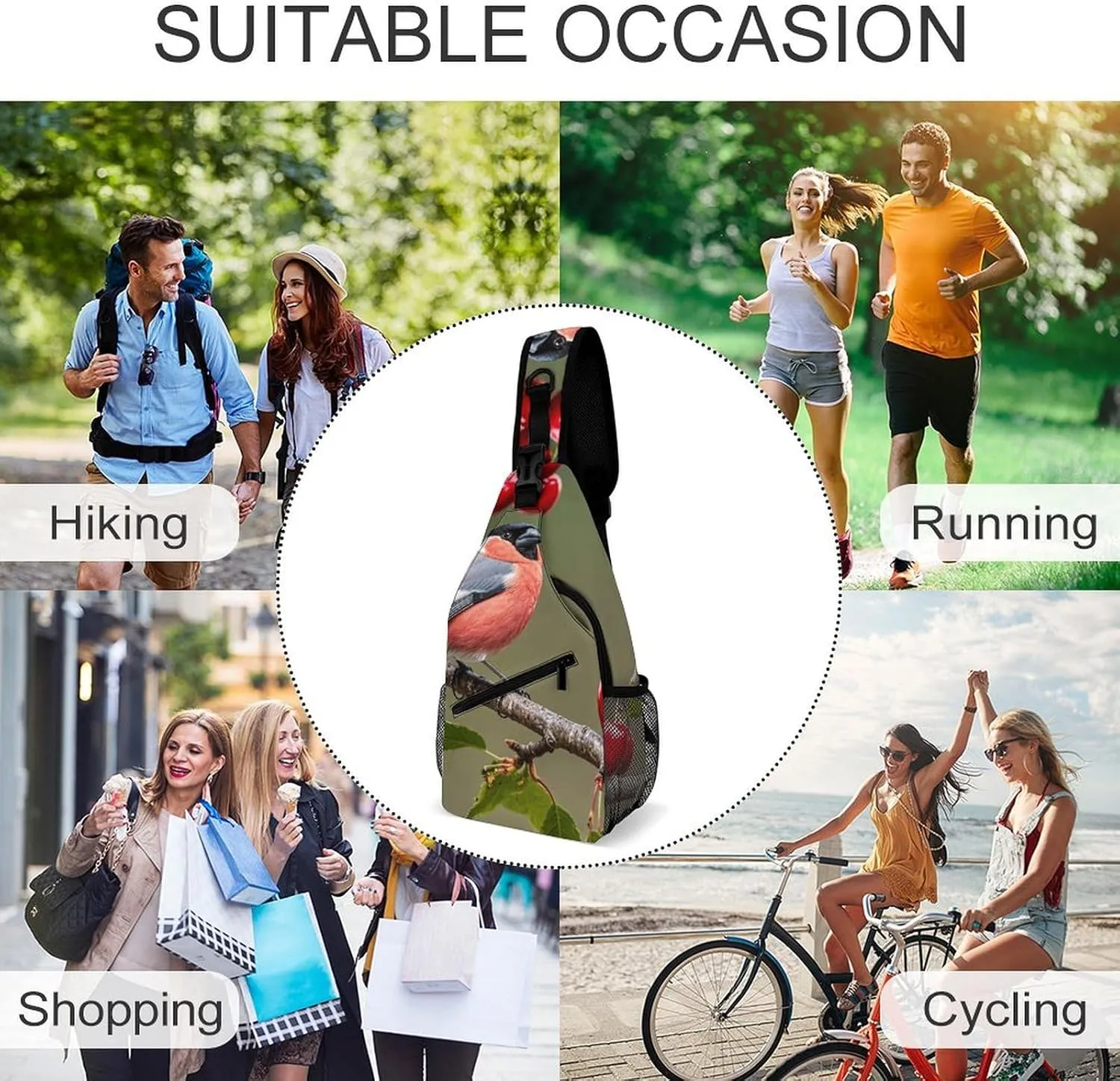 Crossbody Sling Bag Father Christmas Backpack Sling Bag Travel Hiking Chest Bag Shoulder Bag Daypack