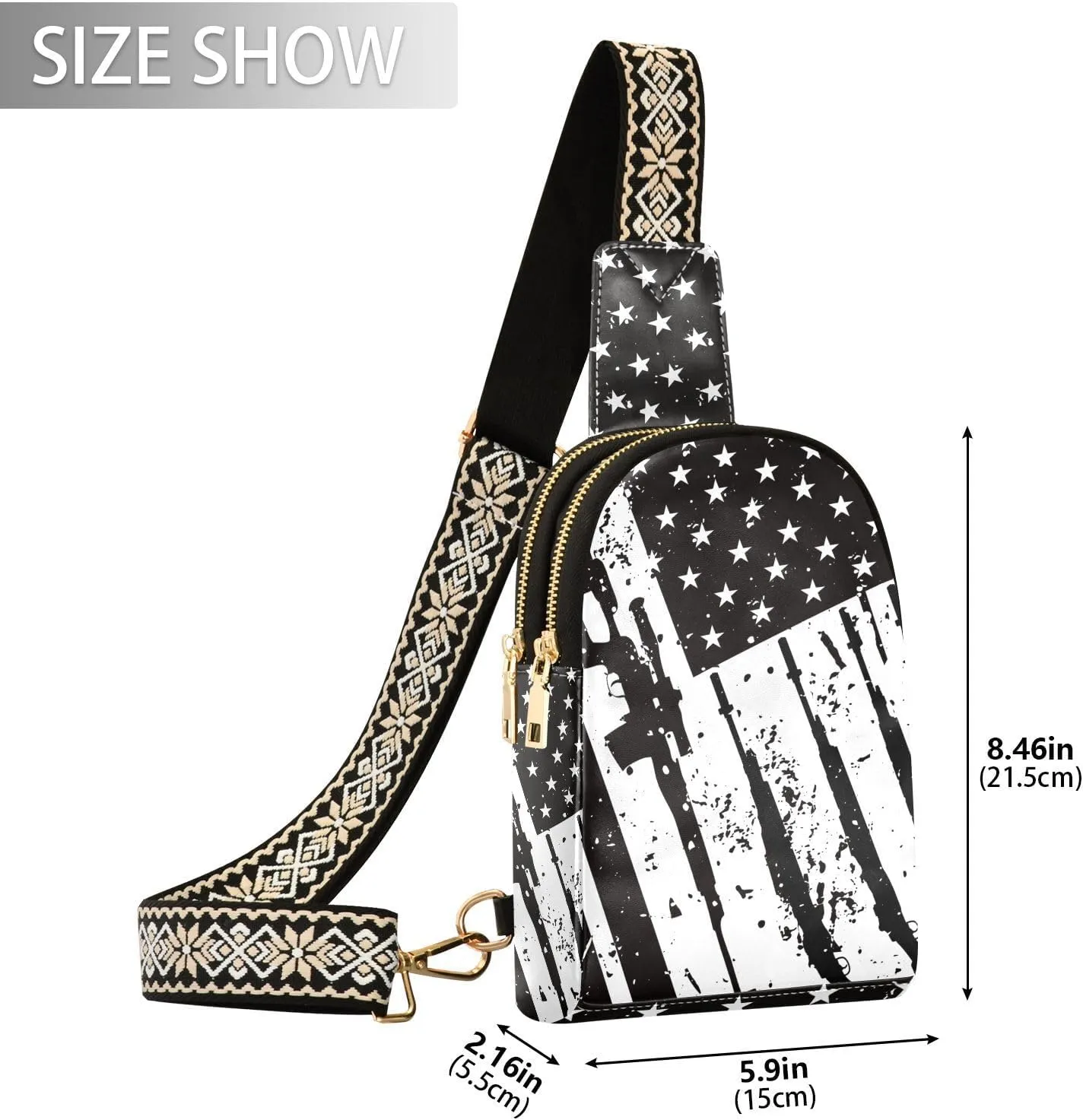 Crossbody Sling Bag for Women Leather Shoulder Chest Bag Small Fanny Pack for Hiking Travel