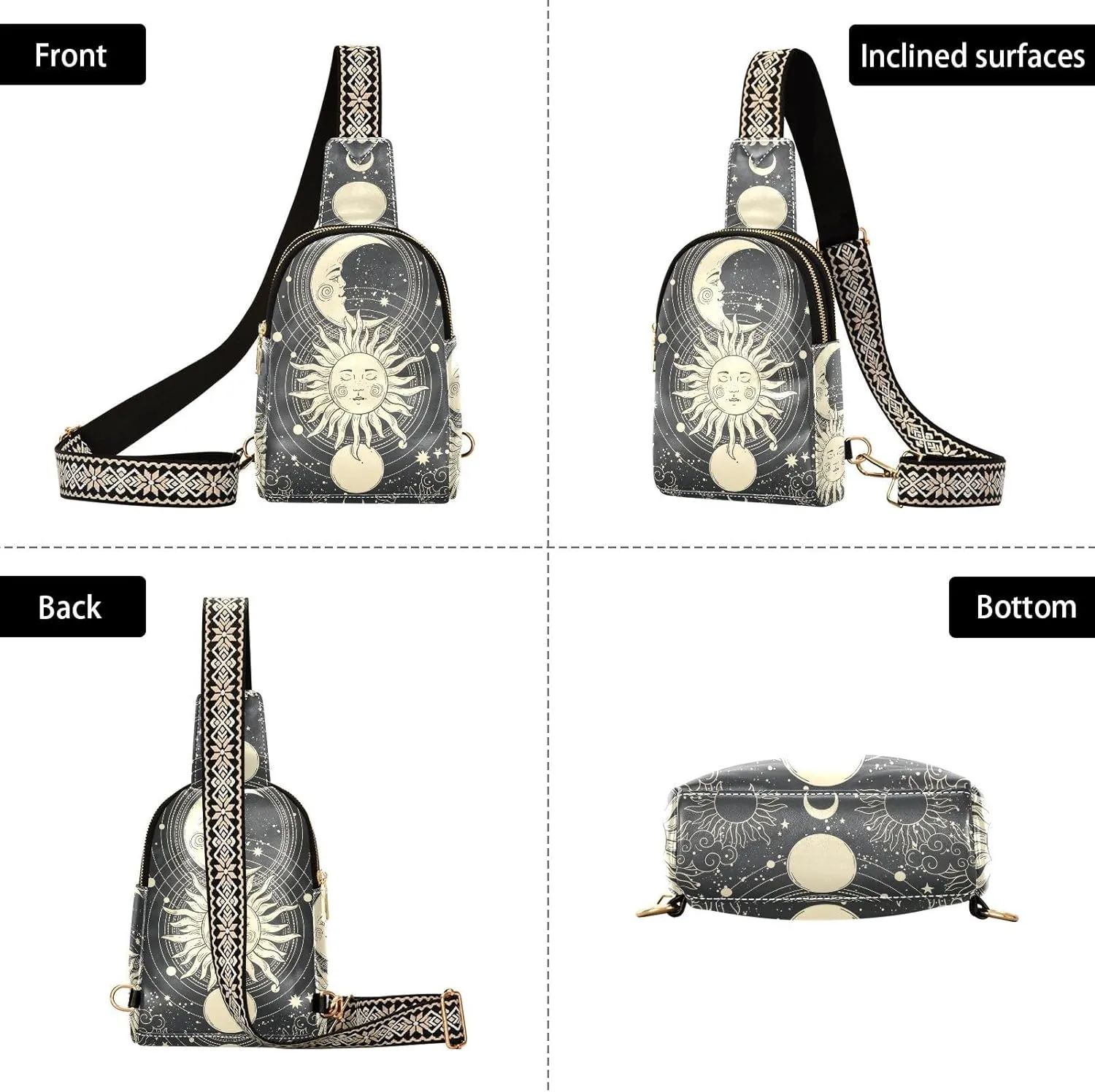 Crossbody Sling Bag for Women Leather Shoulder Chest Bag Small Fanny Pack for Hiking Travel