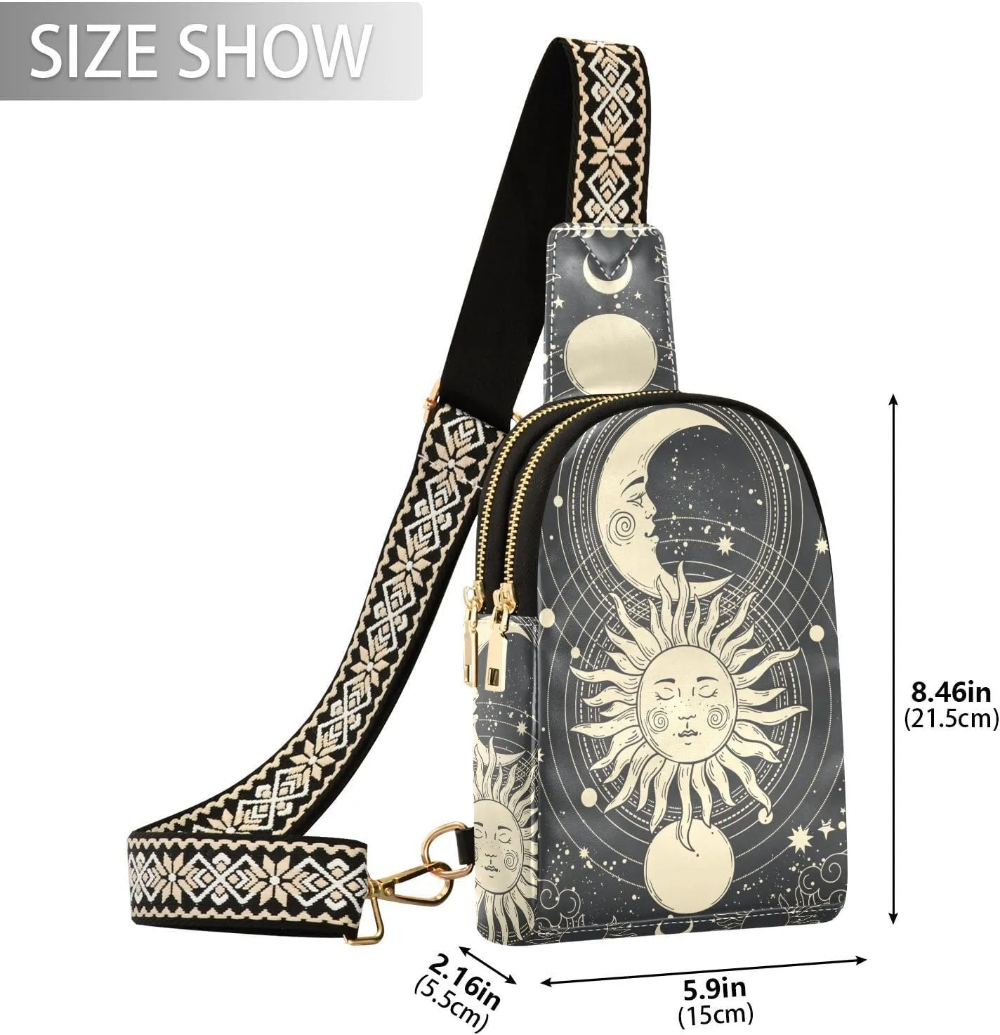 Crossbody Sling Bag for Women Leather Shoulder Chest Bag Small Fanny Pack for Hiking Travel