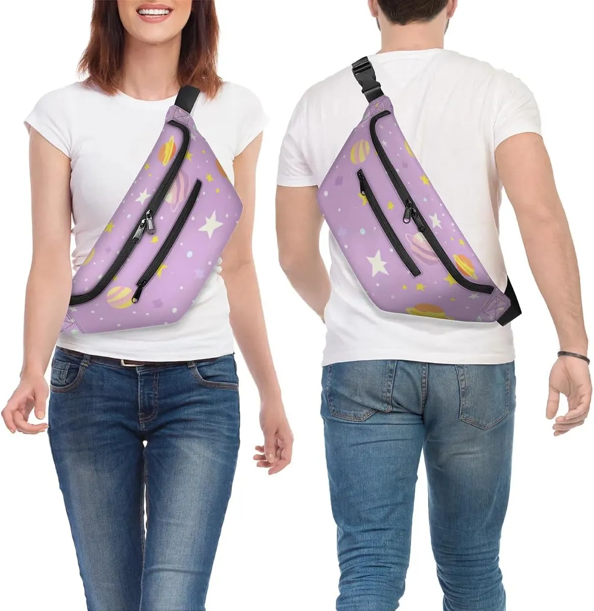 Crossbody Sling Bag for Women Men Cartoon Planets Stars Lightweight Travel Essentials Chest Bag Waterproof Sling Backpack and Cross Body Bag for Daily Use