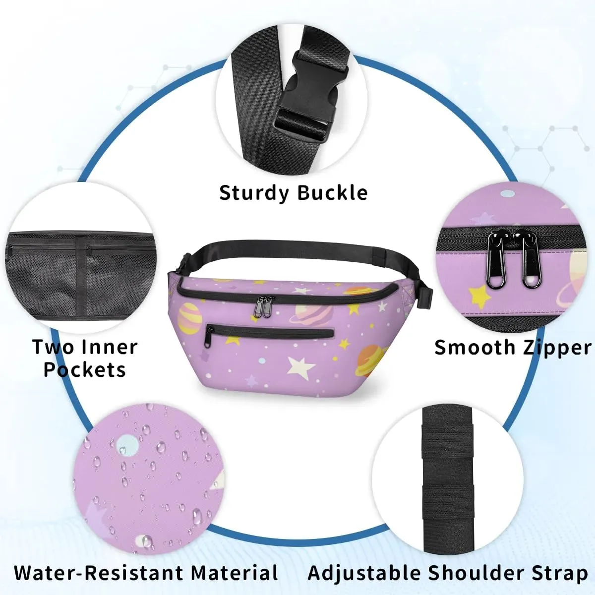 Crossbody Sling Bag for Women Men Cartoon Planets Stars Lightweight Travel Essentials Chest Bag Waterproof Sling Backpack and Cross Body Bag for Daily Use