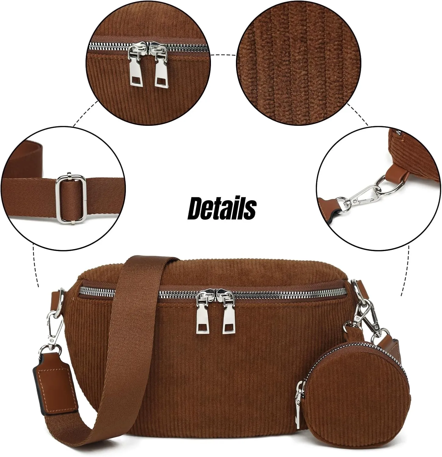 Crossbody Sling Bag Purse for Women - Small Chest Fanny Pack Trendy Travel Faux Leather Cross Body Bags with Adjustable Strap