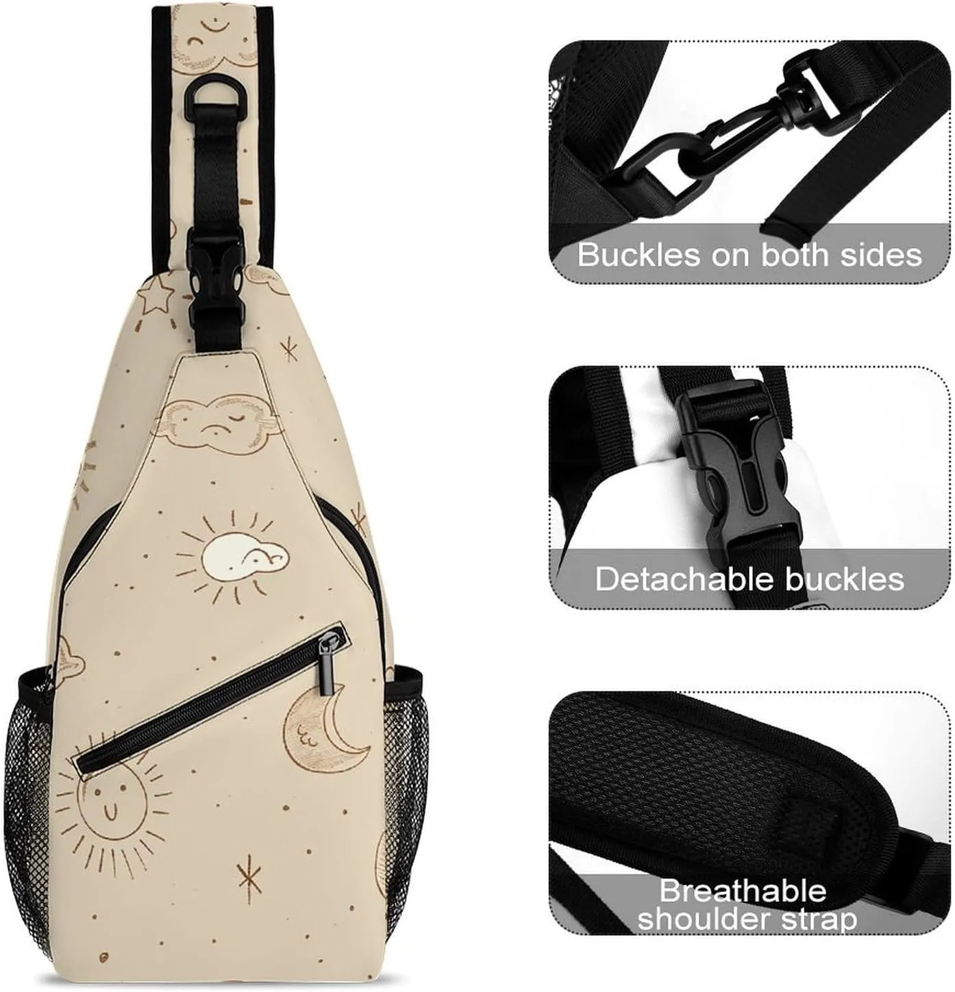 Crossbody Sling Bag Snow Mountain Penguin Backpack Sling Bag Travel Hiking Chest Bag Shoulder Bag Daypack