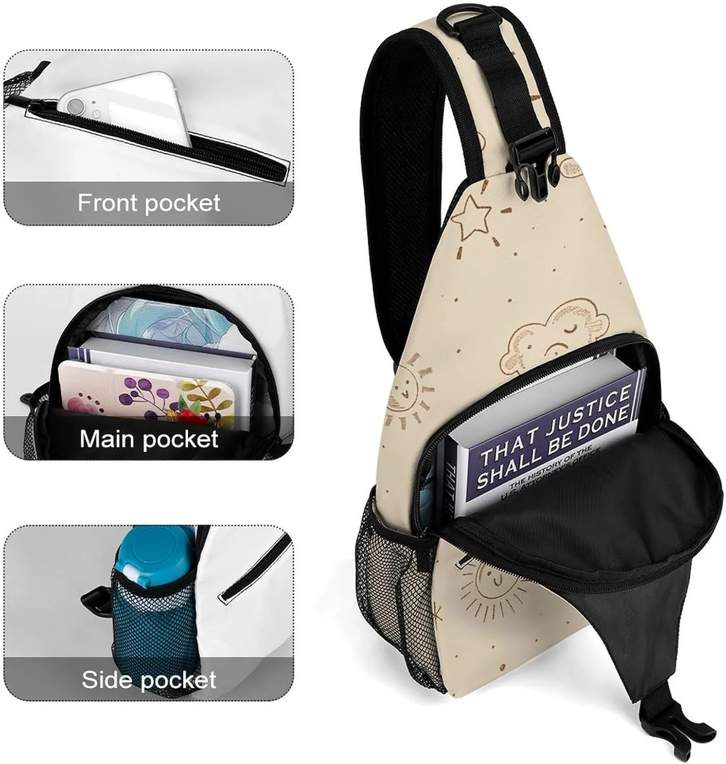 Crossbody Sling Bag Snow Mountain Penguin Backpack Sling Bag Travel Hiking Chest Bag Shoulder Bag Daypack