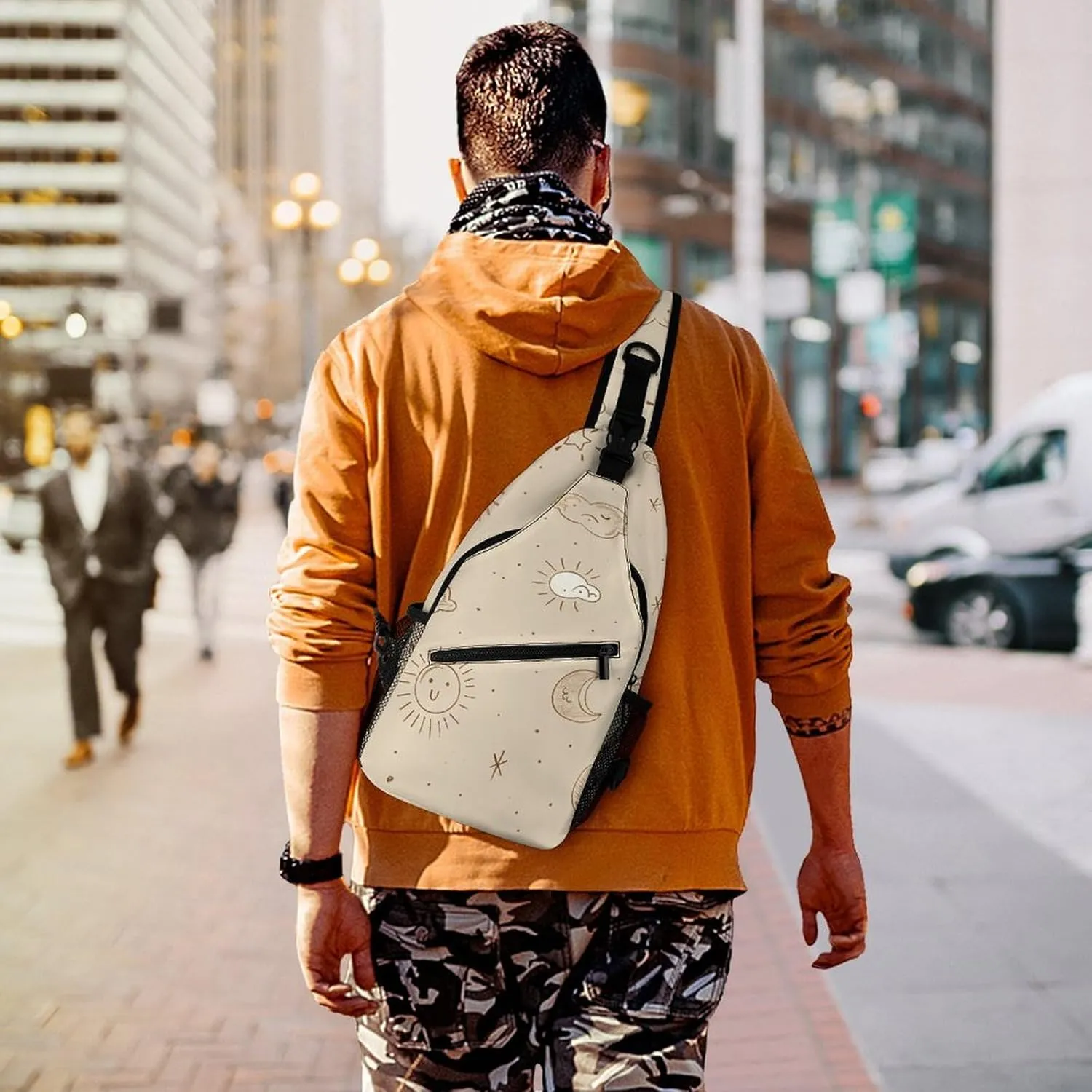 Crossbody Sling Bag Snow Mountain Penguin Backpack Sling Bag Travel Hiking Chest Bag Shoulder Bag Daypack