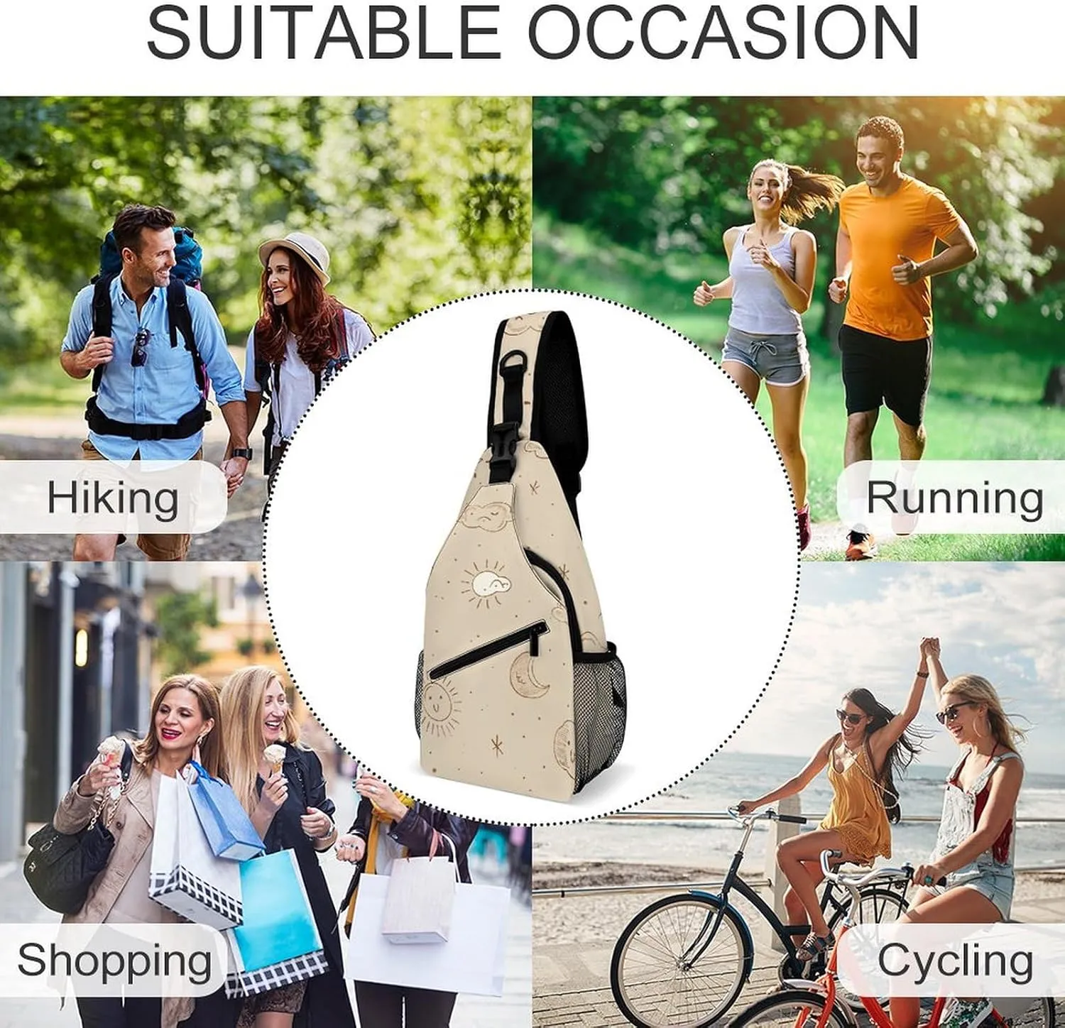 Crossbody Sling Bag Snow Mountain Penguin Backpack Sling Bag Travel Hiking Chest Bag Shoulder Bag Daypack