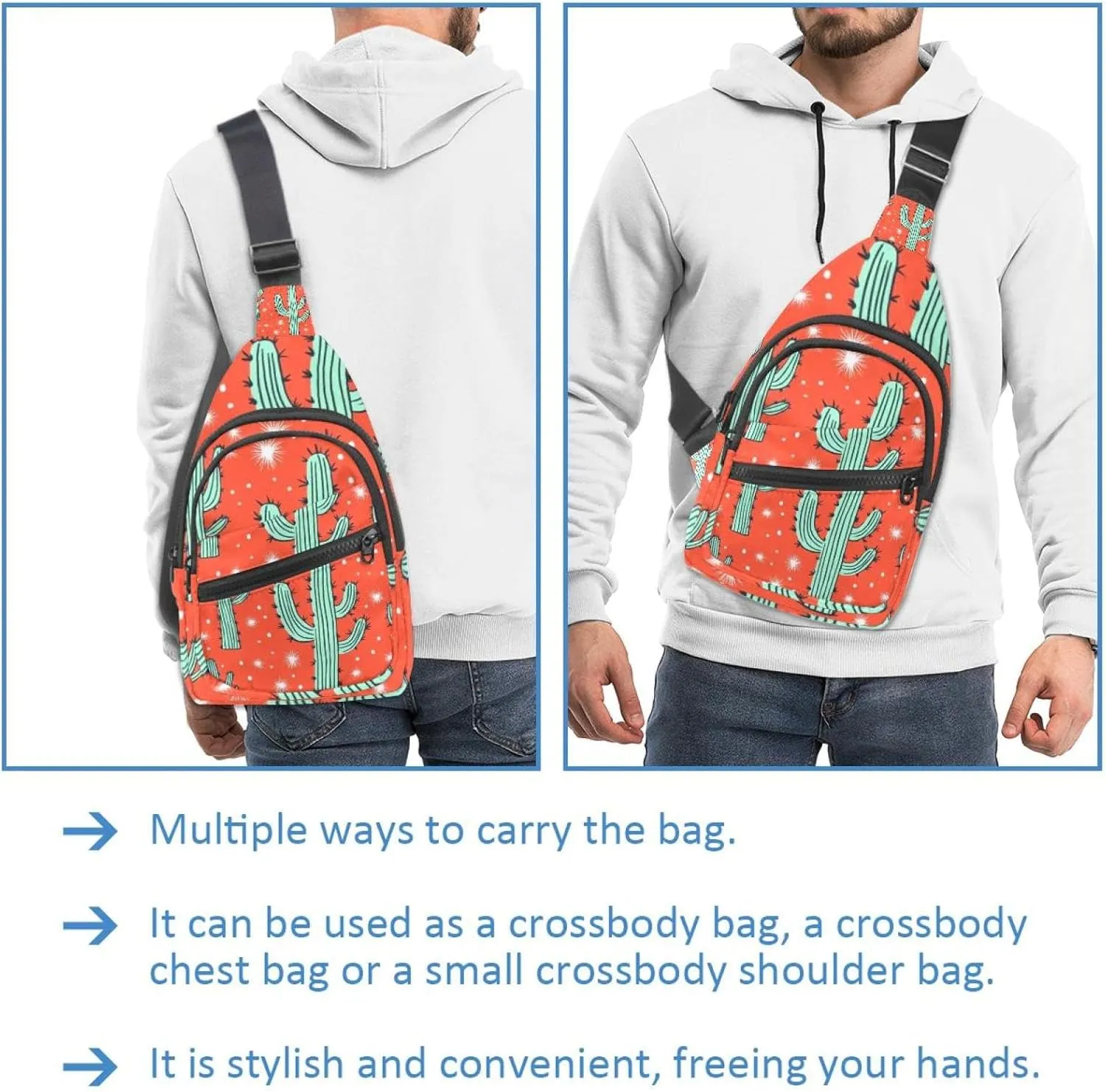 Crossbody Small Sling Bag Backpack for Women Men, cacti with thorns Chest Daypack Crossbody Travel Sports Hiking