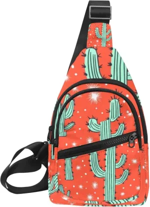 Crossbody Small Sling Bag Backpack for Women Men, cacti with thorns Chest Daypack Crossbody Travel Sports Hiking