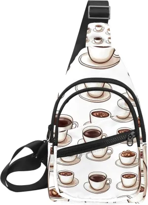 Crossbody Small Sling Bag Backpack for Women Men, Coffee Tables (3) Chest Daypack Crossbody Travel Sports Hiking