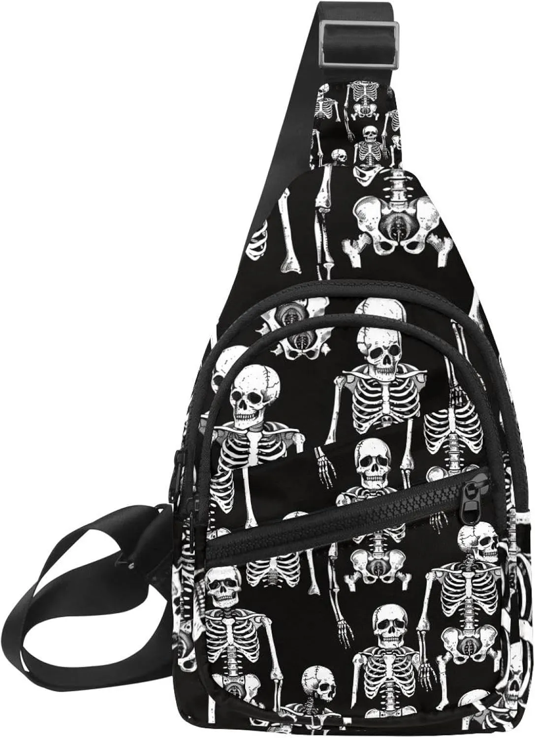 Crossbody Small Sling Bag Backpack for Women Men, Skeletons and Bones 3 Chest Daypack Crossbody Travel Sports Hiking