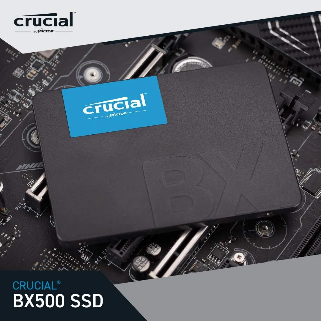 Crucial BX500 SATA SSD 1TB, Internal SSD 2.5", Up to 540MB/s, Compatible with Notebooks and Desktop PCs, 3D NAND, Dynamic Write Acceleration, Internal SSD Hard Drive - CT1000BX500SSD101