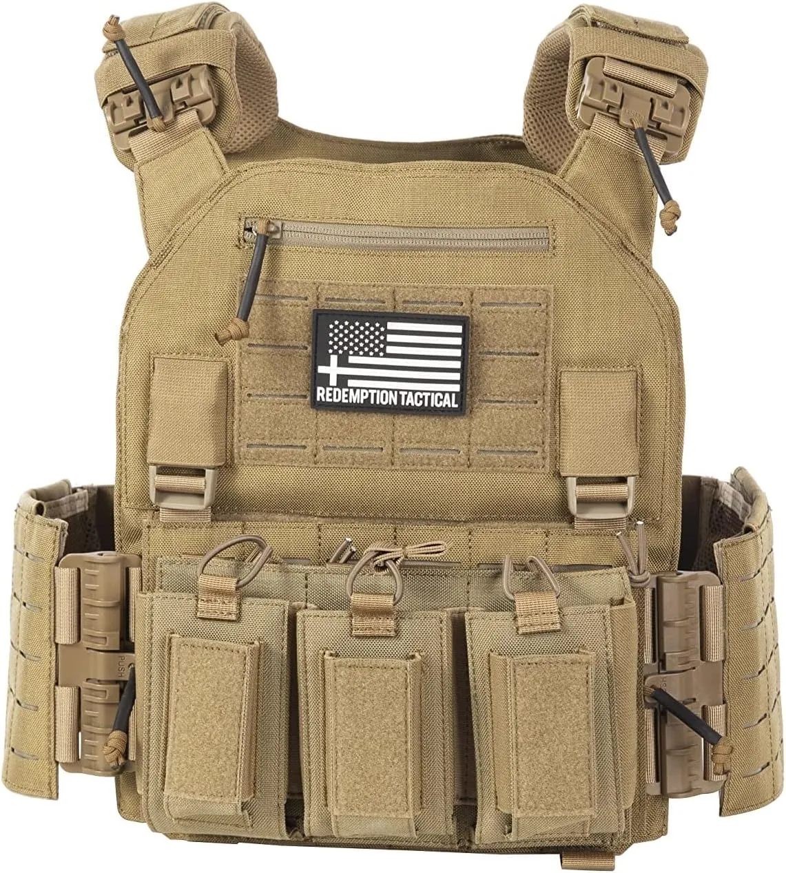 Crusader 2.0 Tactical Molle Quick Release Buckles Vest with Side Cummerbund Pouches and Triple mag Pouch