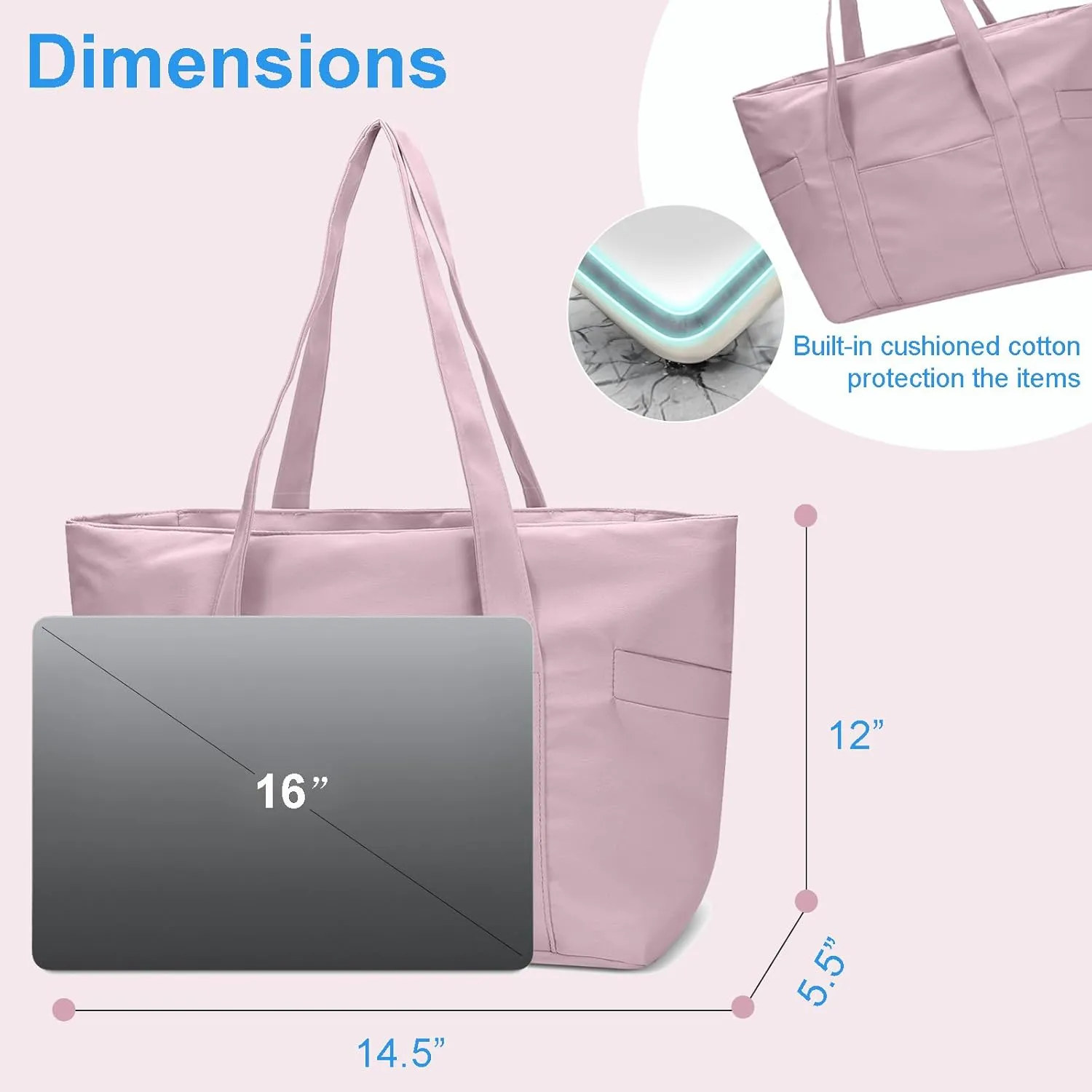 CTWWFS Tote Bag for Women, Travel Essentials Large Tote Bag with Zipper, Top Handle Handbag for Travel, Work