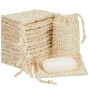 Cunhill Exfoliating Pouch Sisal Soap Saver Bag with Drawstring Mesh Foaming and Drying Soap Holder for Bath and Shower (100 Pieces)