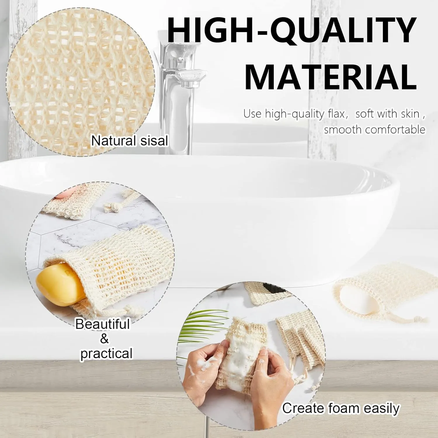 Cunhill Exfoliating Pouch Sisal Soap Saver Bag with Drawstring Mesh Foaming and Drying Soap Holder for Bath and Shower (100 Pieces)