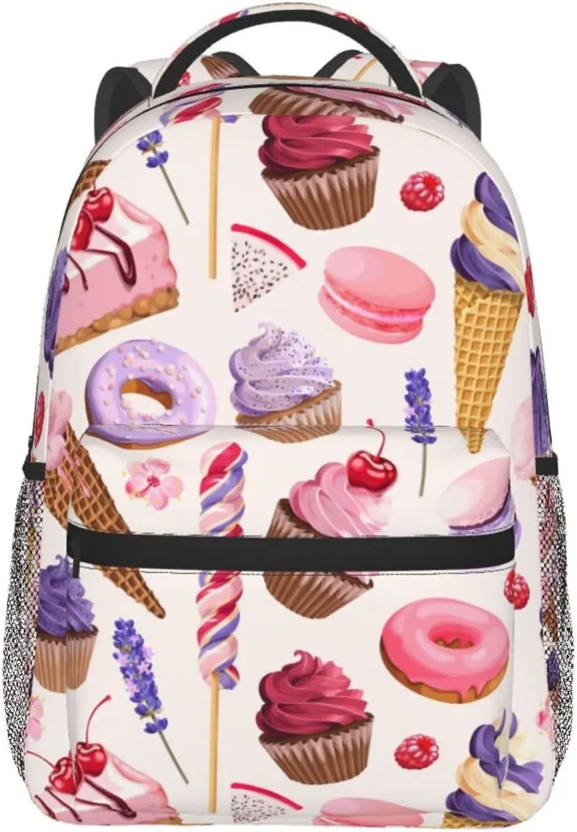 Cupcakes Donut Ice Cream Backpack Laptop Backpack Sports Travel Shoulder bag Light casual backpack
