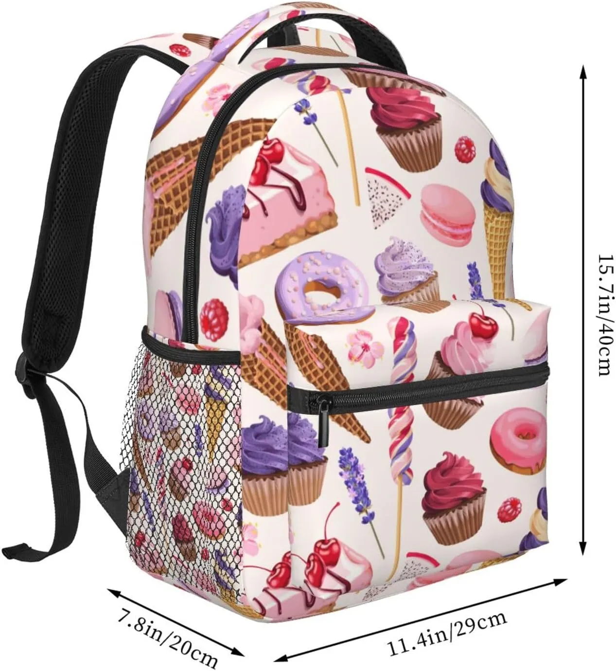 Cupcakes Donut Ice Cream Backpack Laptop Backpack Sports Travel Shoulder bag Light casual backpack