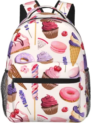 Cupcakes Donut Ice Cream Backpack Laptop Backpack Sports Travel Shoulder bag Light casual backpack