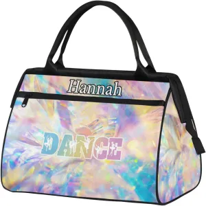 Custom Dance Duffel Bag with Name Personalized Sport Gym Bags Waterproof Customized Travel Duffel Bags Overnight Weekender Carry-On Tote 15.2in, Gold