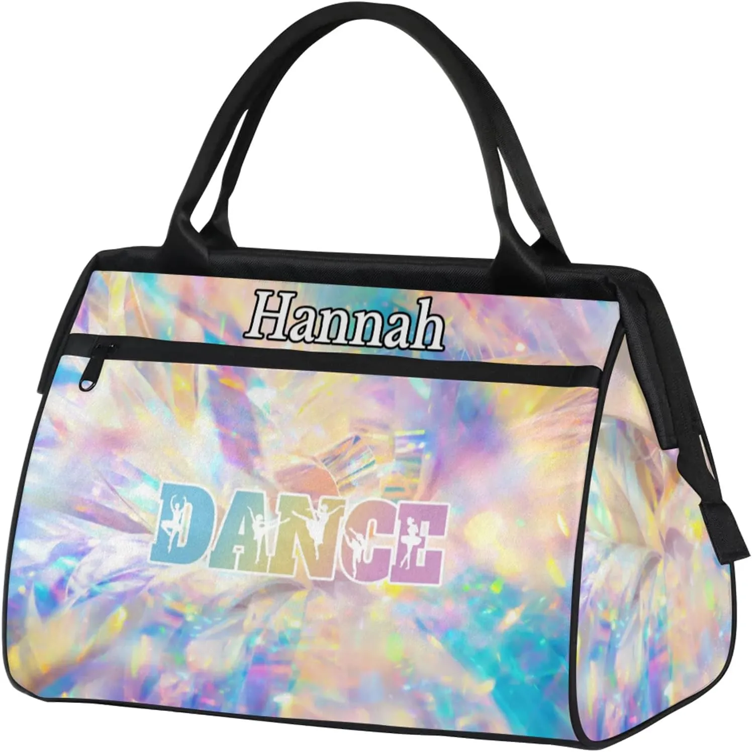 Custom Dance Duffel Bag with Name Personalized Sport Gym Bags Waterproof Customized Travel Duffel Bags Overnight Weekender Carry-On Tote 15.2in, Gold
